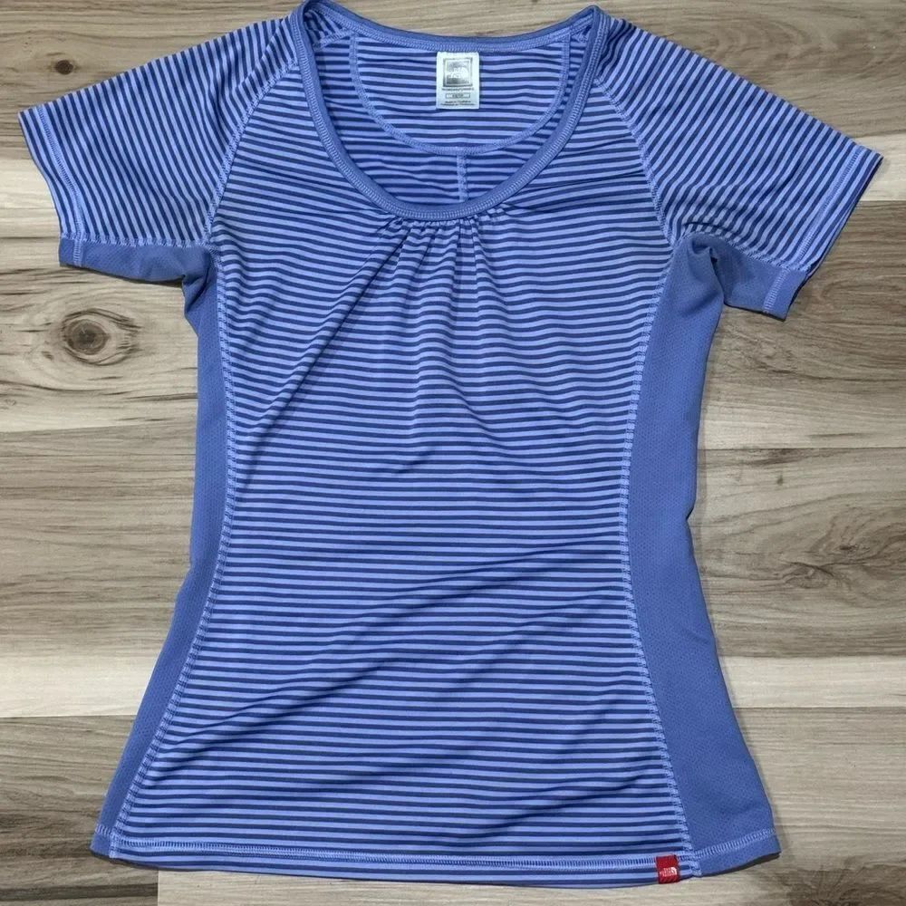 The North Face Purple Striped Dri Fit Tee Shirt Women’s XS